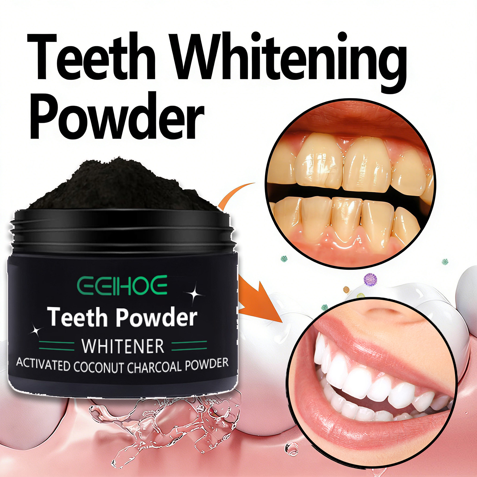 Activated Charcoal Powder - Natuurlijk tandenbleekpoeder, reiniging & vlekverwijdering voor